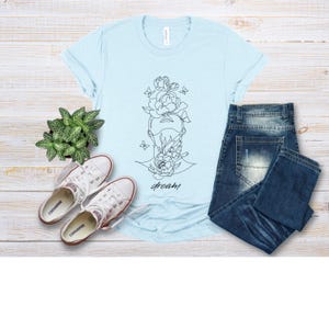 Dream Abstract Tee with Flowers and Butterflies