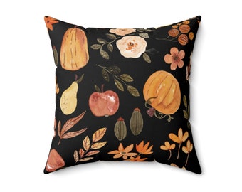 Fall Pumpkin Spun Polyester Square Pillow