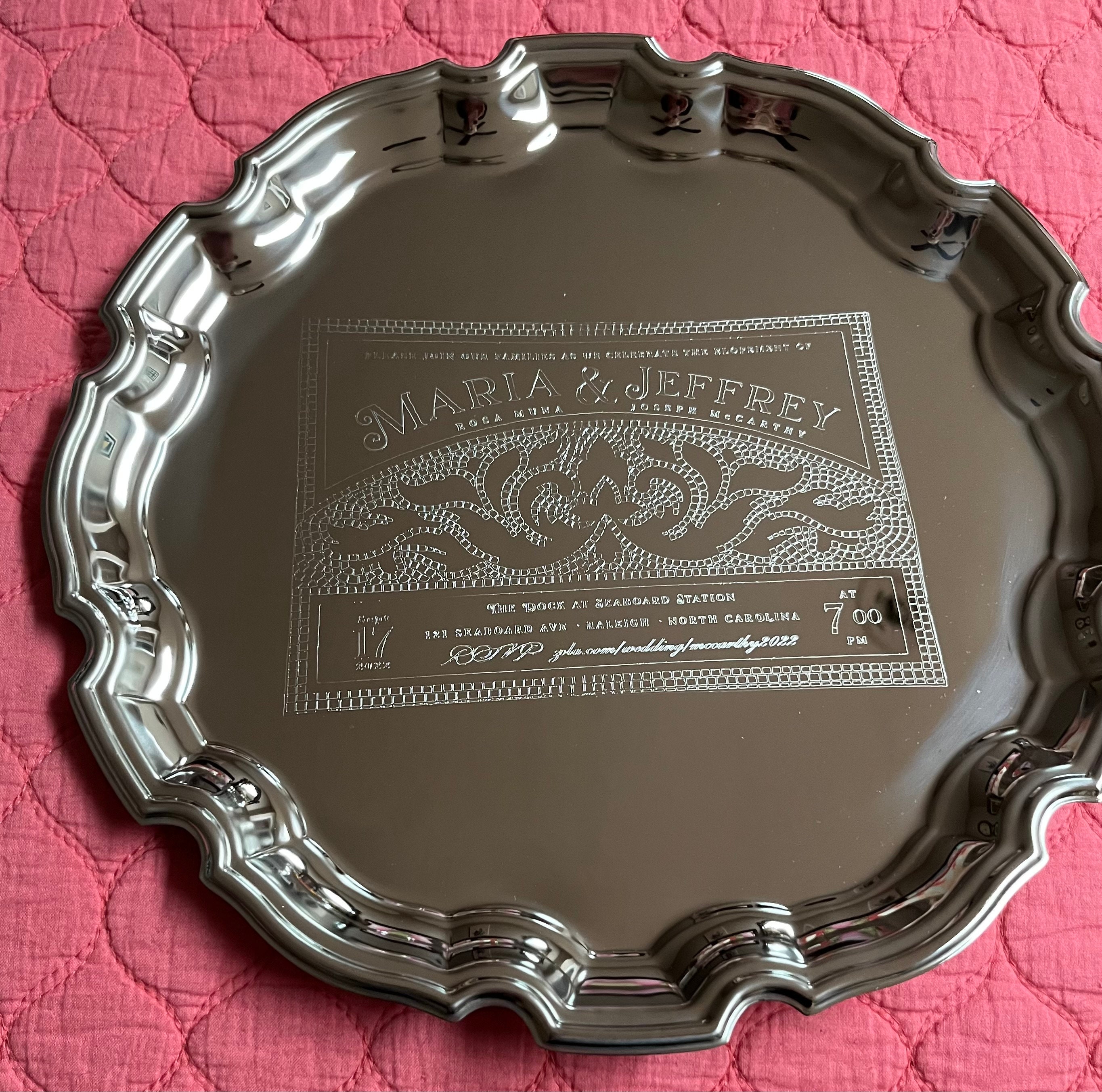 Engraved silver tray Etsy France