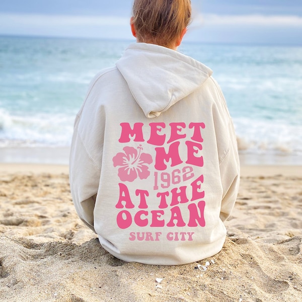 Trendy Hoodie Ocean Beach Tumblr, Meet Me At The Ocean Hoodie, Coconut Girl Aesthetic Hoodie Trendy Sweatshirt Oversized Womens Hoodie Gift