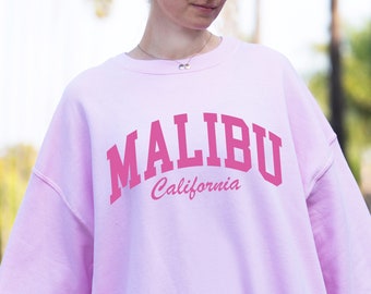 Malibu California Beach Crewneck Sweatshirt, Aesthetic Beach