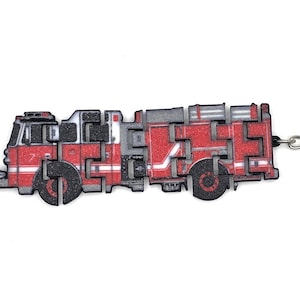 Fire Truck Keychain, Articulating Fire Truck, Fire Engine, Firefighter, Firefighter Gift. Original Design, Firefighter Made, Flexi, Fidget
