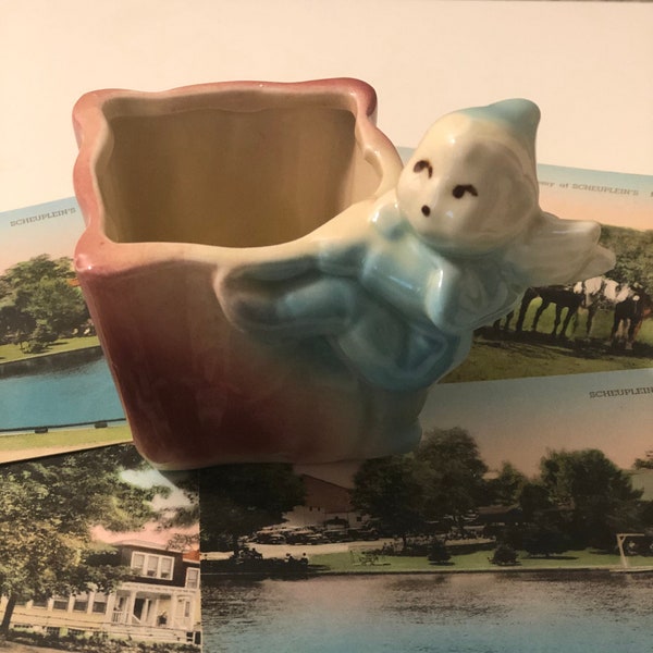 Vintage Shawnee Pottery Elf Pixie Whimsical Winged Cherub Planter USA 536