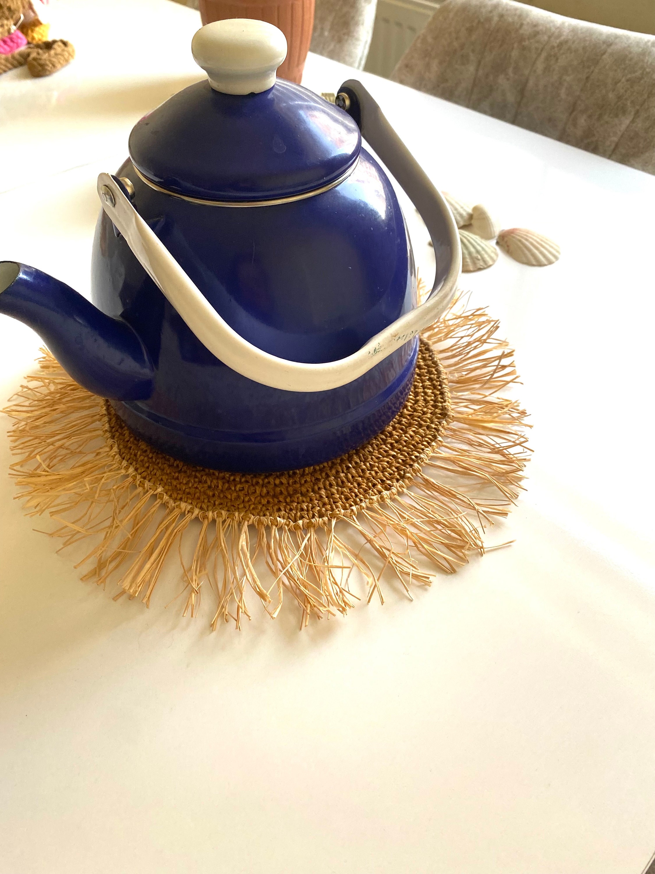 Natural Raffia Handmade Coasters Crochet Coasters and Plant Etsy