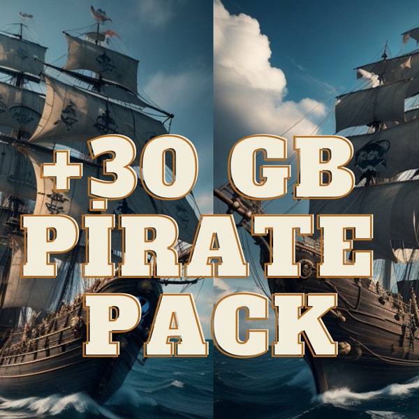 Pirates des mers 3d Mega Pack , +30 Go . Haute qualité , Figurines pirates , Navires de guerre , Monstres marins , Monster Pirates , Fantasy Pirates