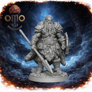 槍戦士 STL - 北欧の戦士 3D プリント RPG ウォーゲーム - Garlik 画像 3