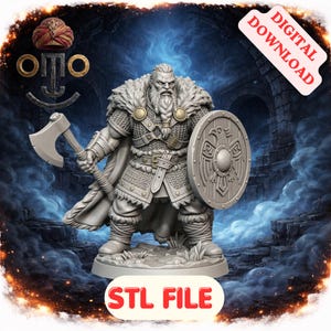 Shield Master STL - Defensive Warrior 3D Print RPG Wargame - Kalkhan