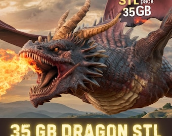 Dragon Figures Stl Package 35 gb, Epic and Legendary Dragons, For 3D Printers, Flament and Recine