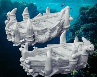 Zombie Pirate Boats Aquarium Ornament - Dekoracja akwarium - Żywica 12k Jakość x2boat