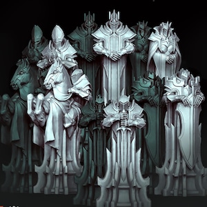 Knight Chess Pieces | High-Quality 12K Resin Set - Unpainted - Only Pieces