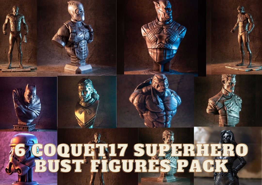 17 Superhero Bust Figures 3D Model Stl File Batman - Etsy