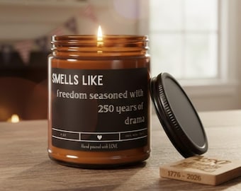 America 250th Anniversary Scented Soy Candle, USA Patriotic Decor