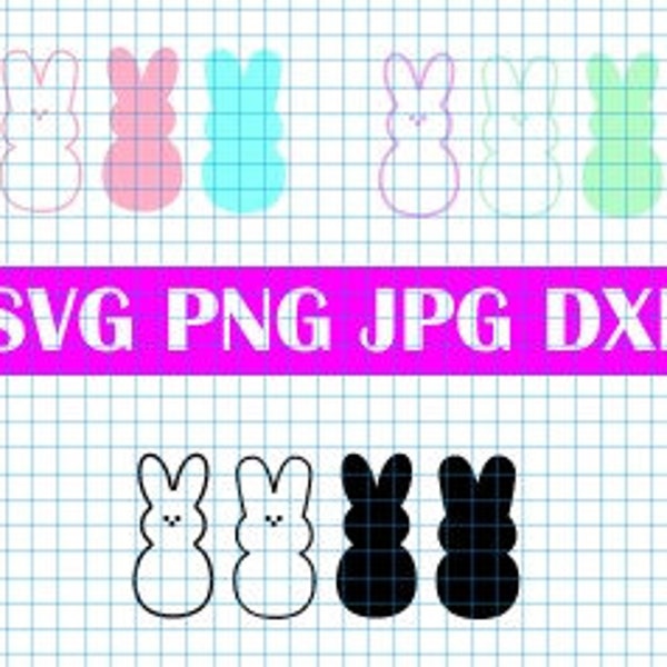 Easter bunny clipart, easter bunny svg, peep svg, bunny peep svg, bunny svg, happy easter svg, dxf cut file
