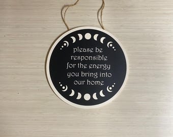Segno di protezione energetica, decorazione spirituale per la casa, decorazione con fasi lunari, segno di energia positiva, regalo di inaugurazione della casa