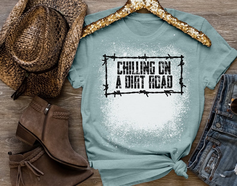 Chillin on a Dirt Road T-shirt, bleached t-shirt, vintage shirt, women's graphic t-shirt, Concert Tee. image 1