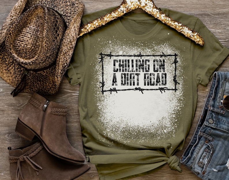 Chillin on a Dirt Road T-shirt, bleached t-shirt, vintage shirt, women's graphic t-shirt, Concert Tee. image 2