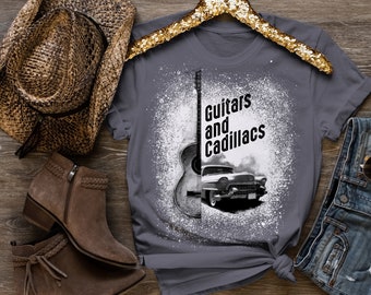 Guitars and Cadillacs Shirt, Music Shirt, West Country Girl Shirt, Guitar Tee, Lyrics Shirt, Gift for Friend, bleached tee,vintage tees #107