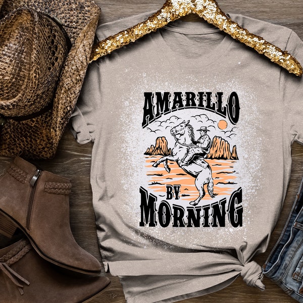 Amarillo By Morning T-shirt,  Bleached T-shirt, country fun Tees, Tennessee T-shirt, Dyed Garments , Vintage shirt, Country t-shirt, #113