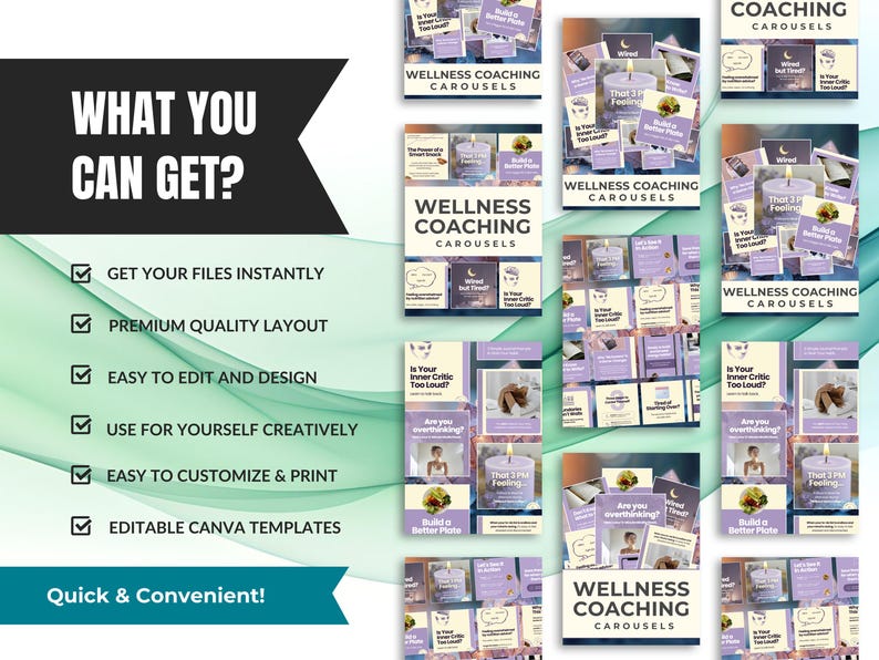 Wellness Coach Instagram Carousel Canva Template for Social Media - Etsy