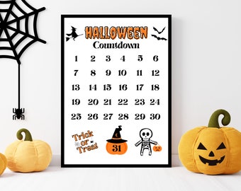 Halloween Countdown Calendar | Halloween Countdown Printable | Fall Decorations | Halloween Advent Calendar | Halloween Decor Classroom PDF