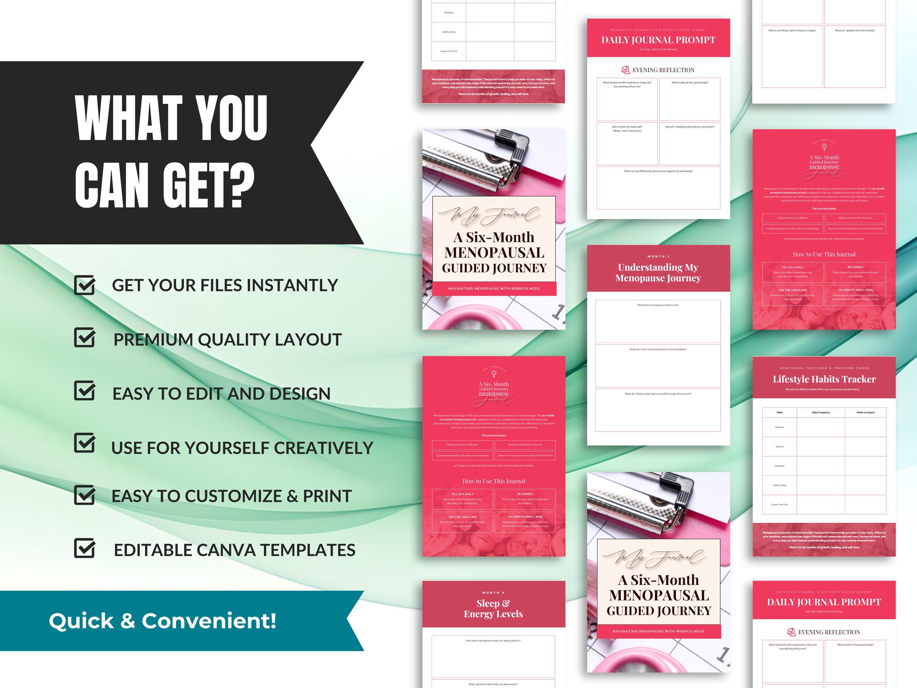 Editable Menopause Journal Canva Template With Symptom Tracker - Etsy
