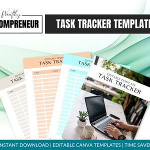 Task Tracker Template Canva Editable Daily Task Planner Productivity Worksheet