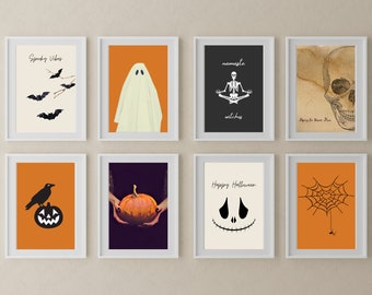 Halloween Decor Indoor Bundle Set of 8 Prints | Halloween Wall Decor | Halloween Gallery Wall | Halloween Printable Wall Art | Halloween Art