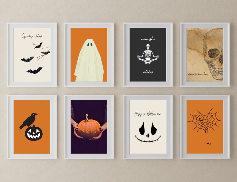 Halloween Decor Indoor Bundle Set of 8 Prints Halloween Wall Etsy