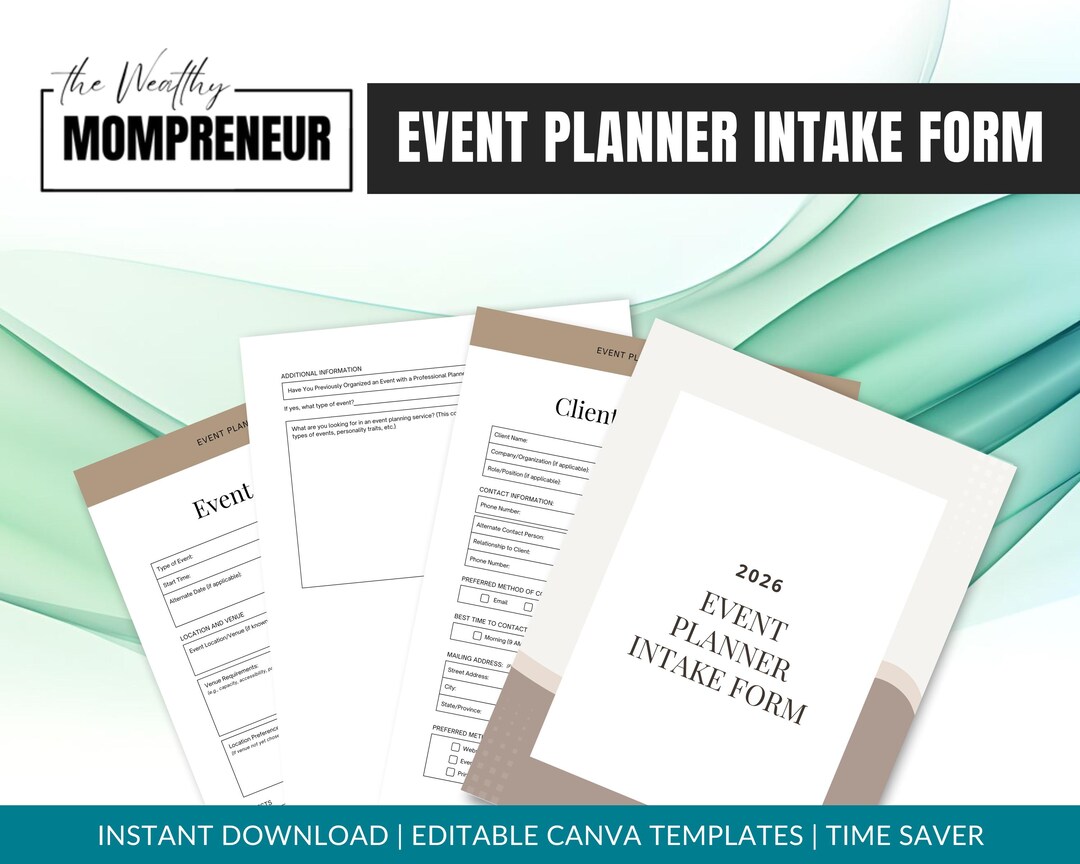 Event Intake Form Examples Event Planner Intake Form Canva Editable Client Onboarding ...
