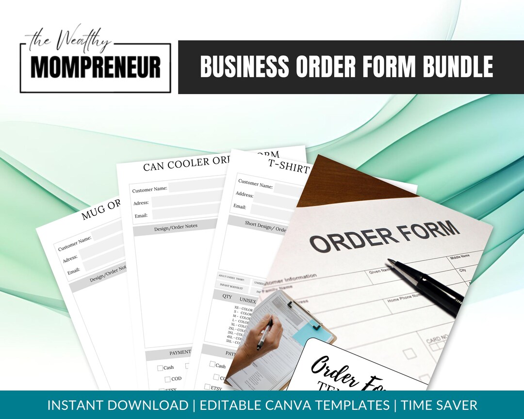 Order Form Bundle Canva Editable Custom Order Forms Small Business ...