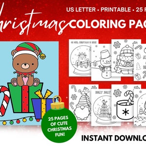 Christmas Coloring Pages | Christmas Coloring Book | 25 Printable Coloring Pages for Kids | Christmas Coloring Sheets PDF