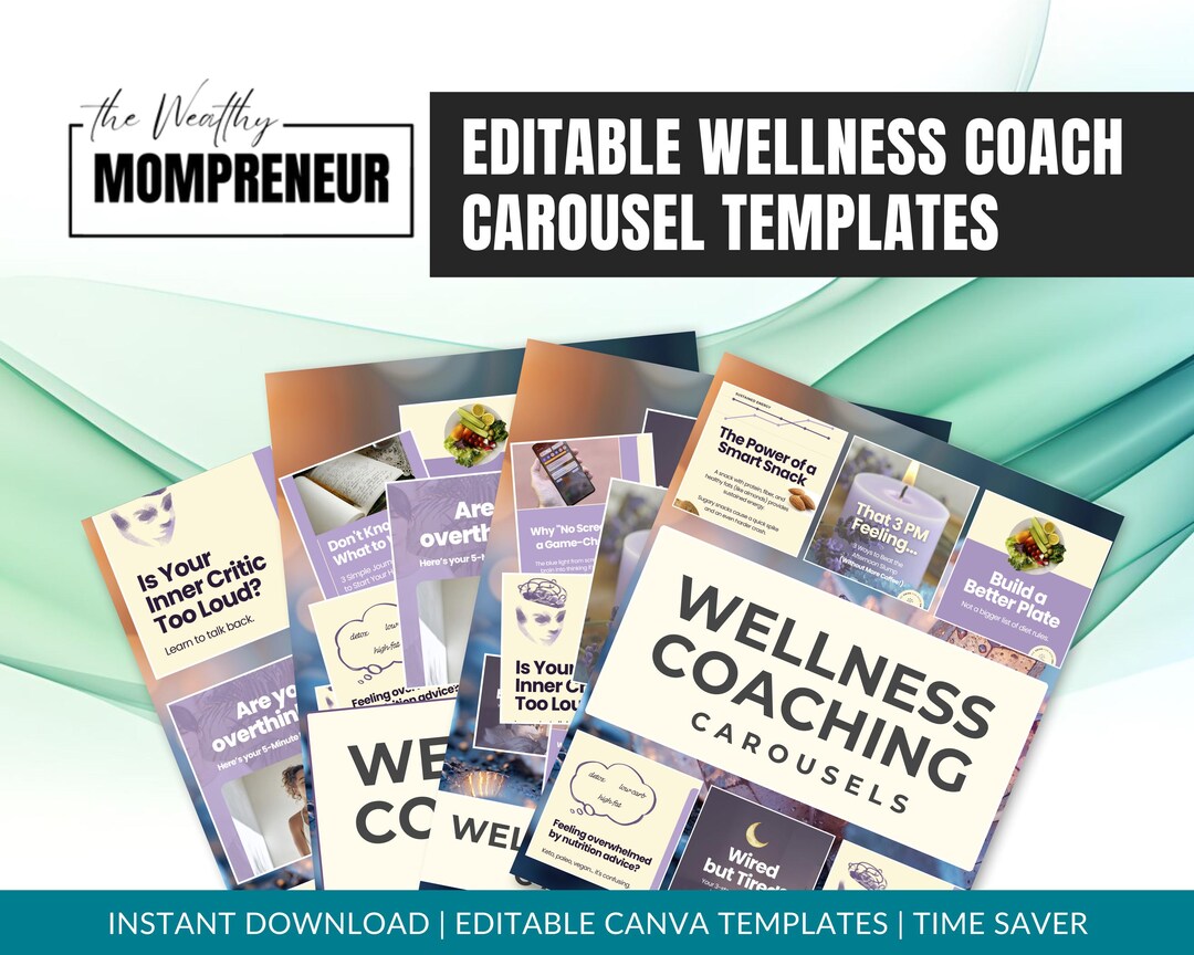 Wellness Coach Instagram Carousel Canva Template for Social Media - Etsy