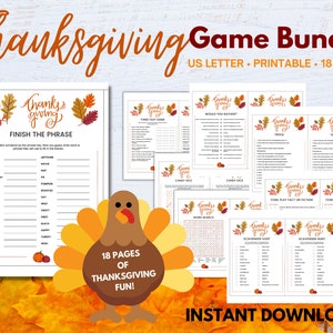 Thanksgiving Day 2022 | Thanksgiving Printable Games | Thanksgiving Game Bundle | Thanksgiving Trivia Games | Thanksgiving Games Printable