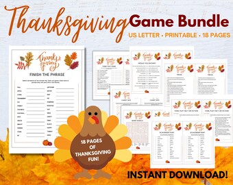 Jour de Thanksgiving 2026 | Jeux de Thanksgiving à imprimer | Pack de jeux de Thanksgiving | Quiz sur Thanksgiving | Jeux de Thanksgiving à imprimer