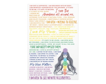 Póster de afirmaciones de los chakras en mate de primera calidad, de 24 a 36 pulgadas