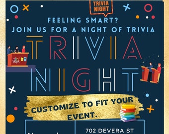 Game / Trivia Night Flyer / Invitation / Social Media Post Template. 100% Editable. You Can Customize It In 1000&#39;s Of Different Ways.