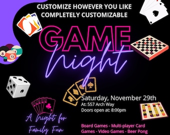 Game Night Flyer / Invitation / Social Media Post Template. 100% Editable. You Can Customize It In 1000&#39;s Of Different Ways.