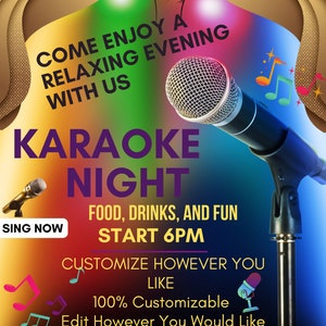 Karaoke Night  Flyer/ Invitation/ Social Media Post. 100% Customizable