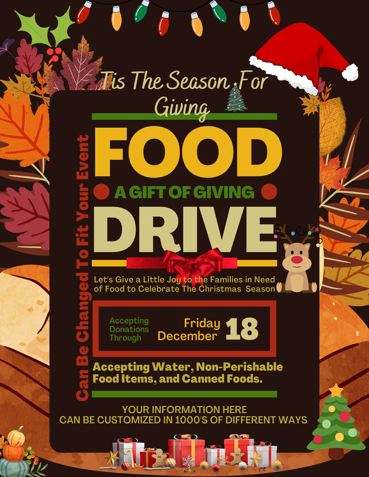 Food Drive Flyer / Social Media Post / Advertisement Invitation. Completely Editable, Can Be Edited In Thousands Of Different Ways.
