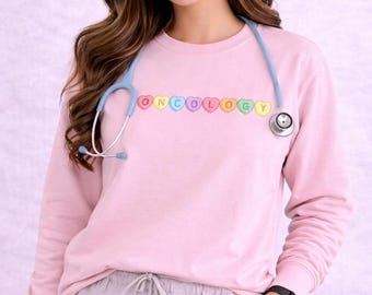 Felpa da infermiera oncologica, girocollo oncologico, maglietta per la vita da infermiera, regalo per RN, maglietta per la sensibilizzazione sull'oncologia, girocollo da infermiera carino, regalo per la settimana dell'infermiera