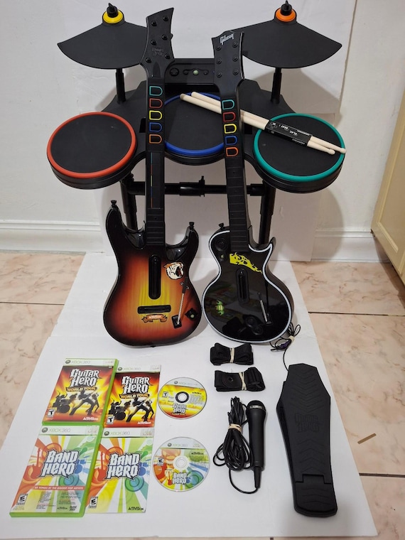 Xbox 360 Guitar Hero World Tour Drum Set Band Hero Bundle 2
