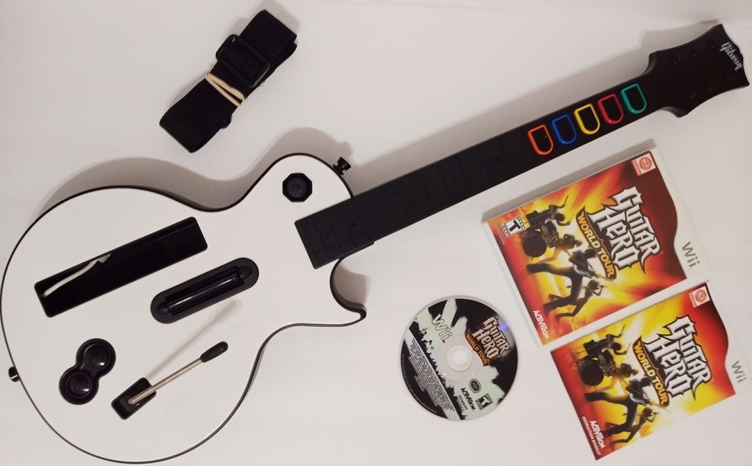 Nintendo Wii Guitar Hero Controller With Strap Gibson Les Paul Etsy