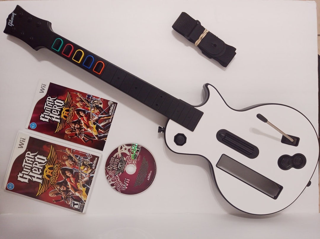 Nintendo Wii Guitar Hero Controller With Strap Gibson Les Paul Etsy