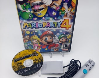 Mario Party 4 (Nintendo GameCube 2002) Disc and Case w/ Mic, Tested and Working