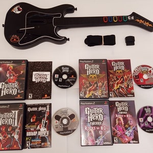 Guitar Hero 5 Guitar Game for PS2 + Guitar Hero World Tour Original  Wireless Guitar Controller for PS2