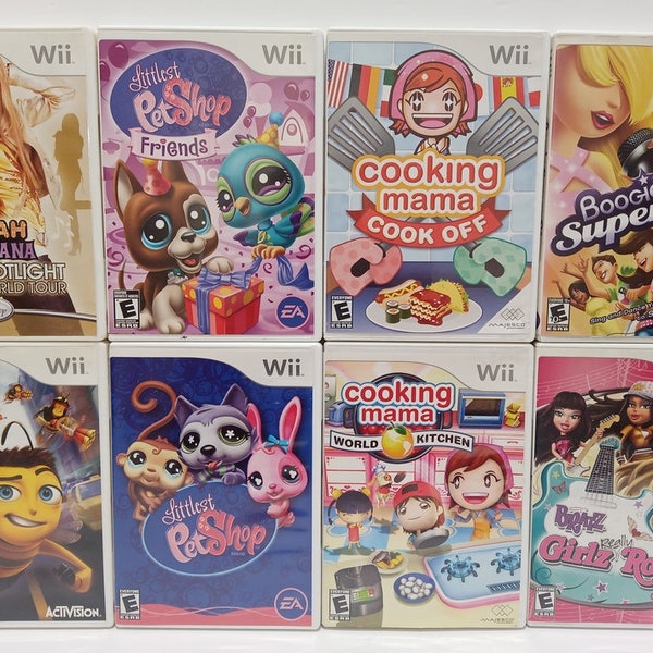 Nintendo Wii Girls Boys Kids Games Family  Hanna Montana - Littlest Petshop - Bratz Girls - Cooking Mama -  Pick Your Title.