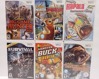 Nintendo Wii Hunt Fishing Survival Games Cabela's Collection - Rapala Fishing - Dinosaur Hunting - Pick Your Title.