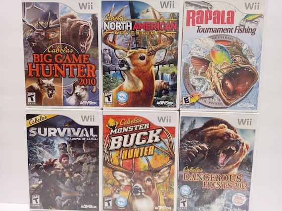 Nintendo Wii Hunt Fishing Survival Games Cabela's Collection Rapala Fishing  Dinosaur Hunting Pick Your Title. 