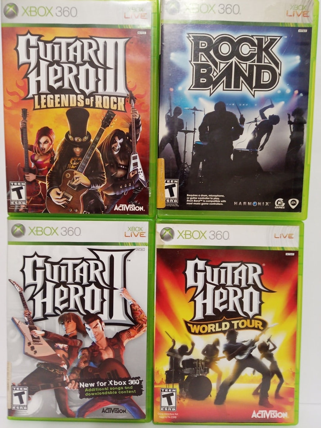 Guitar Hero 5 Guitar Game for Xbox 360 + 2 x Guitar Hero World