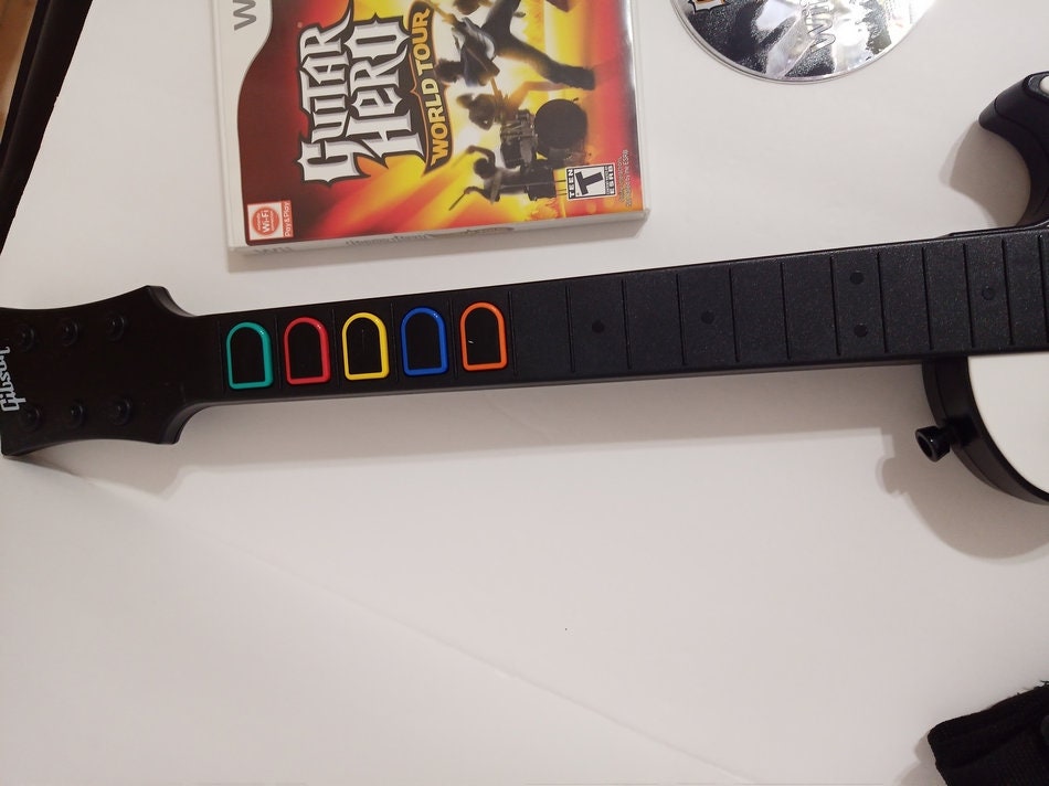 Nintendo Wii Guitar Hero Controller With Strap Gibson Les Paul Etsy